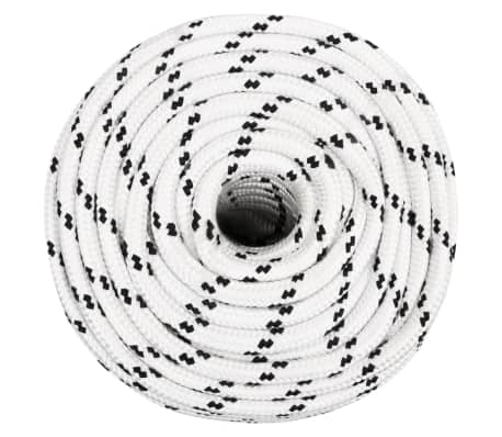 vidaXL Pletené lodné lano biele 14 mm x 25 m polyester