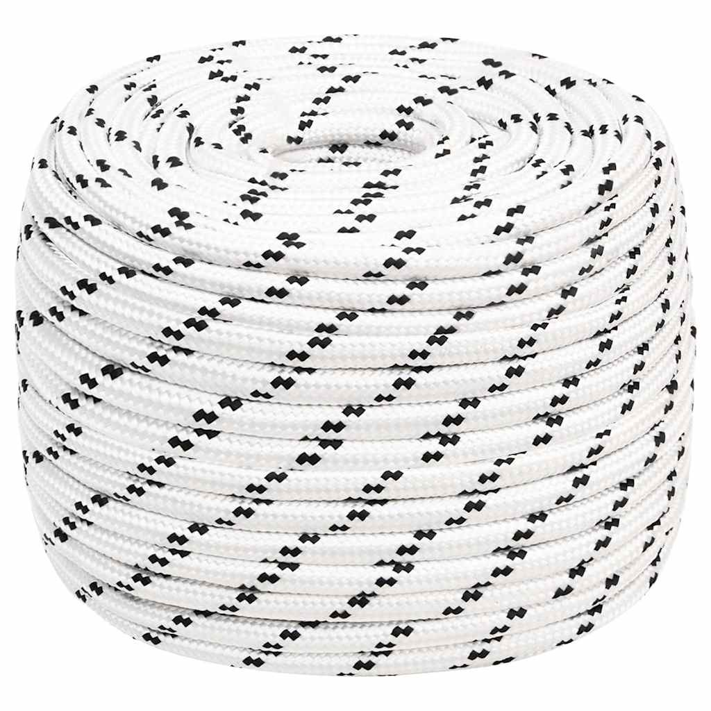 vidaXL flettet tovværk 14 mm x 250 m polyester hvid