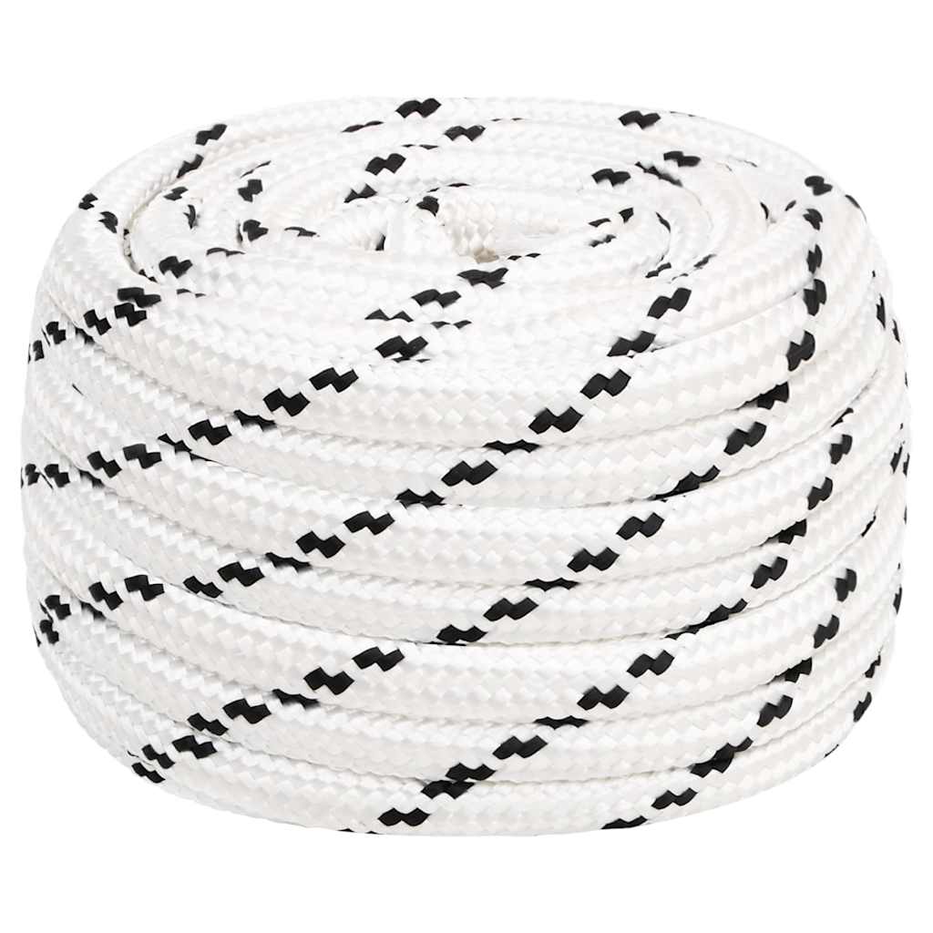 vidaXL Splétané lodní lano bílé 16 mm x 50 m polyester