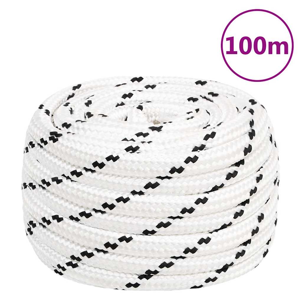 Arbejdsreb 16 mm - 100 m flettet polyester, hvid