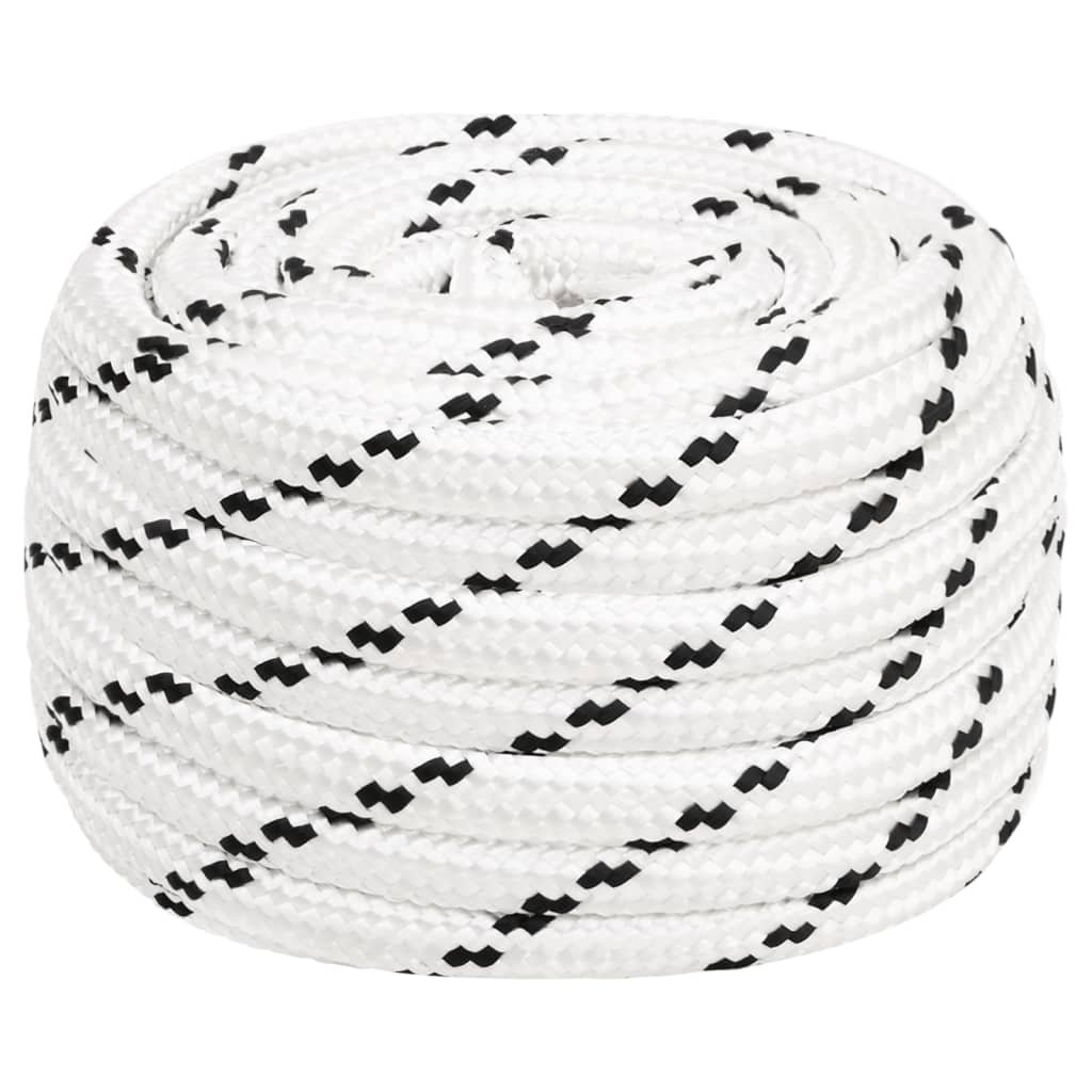 vidaXL Frânghie de lucru, alb, 16 mm, 100 m, poliester
