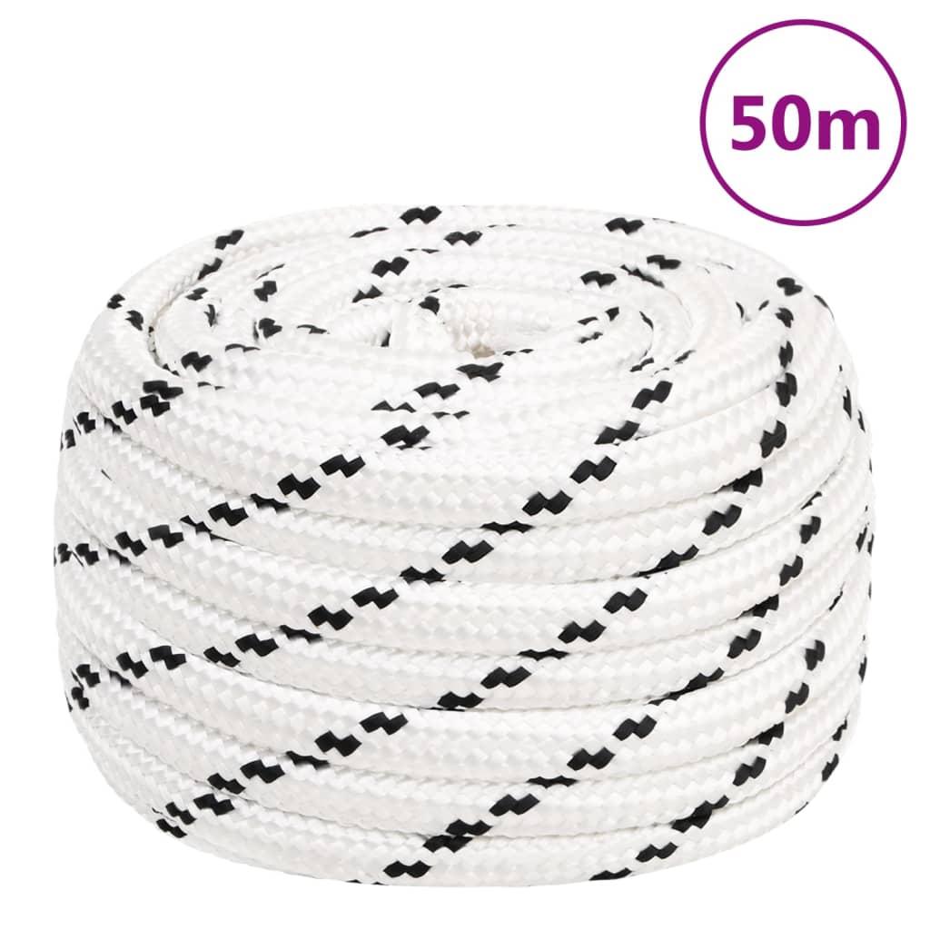 vidaXL Pracovní lano bílé 18 mm 50 m polyester