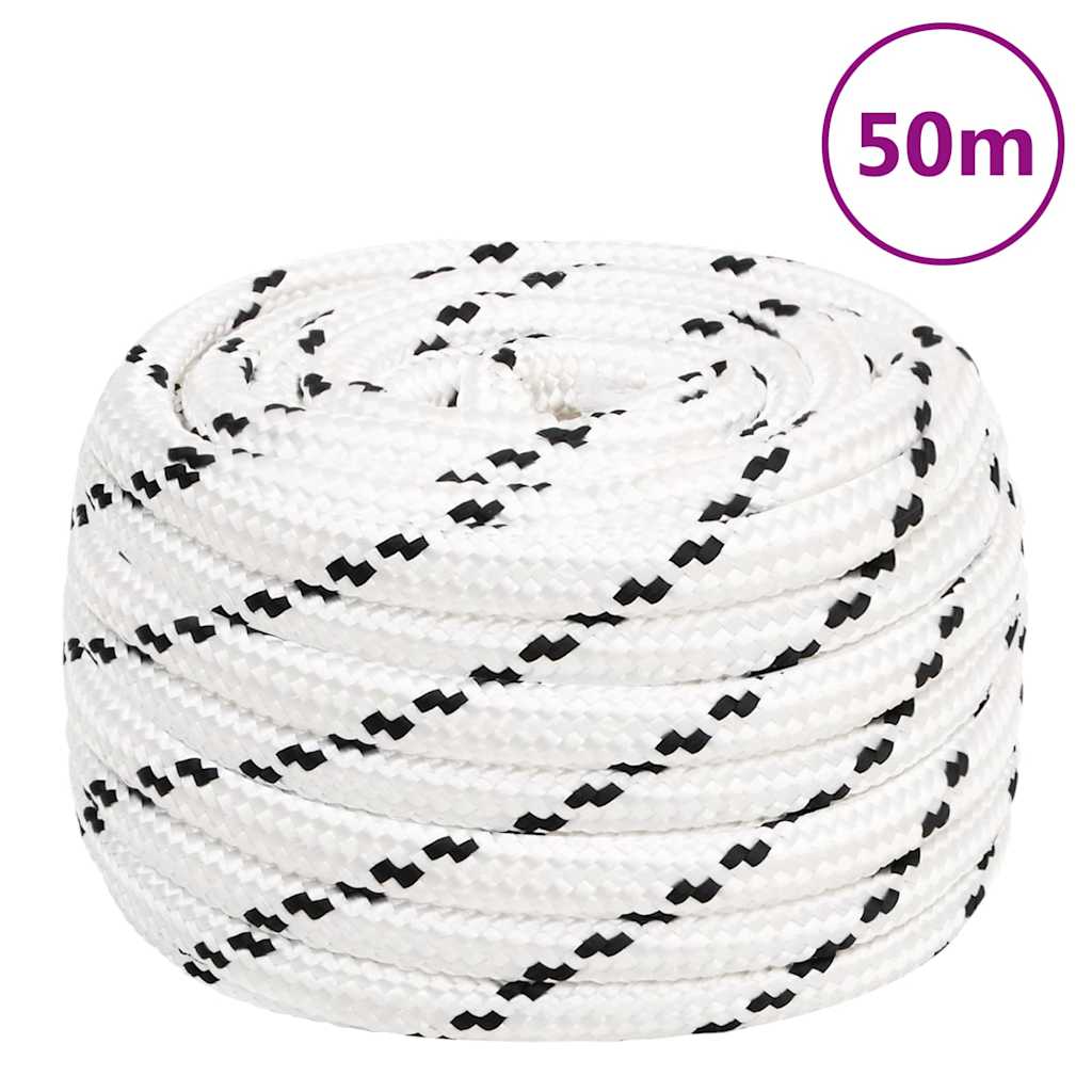 vidaXL arbejdsreb 18 mm 50 m polyester hvid