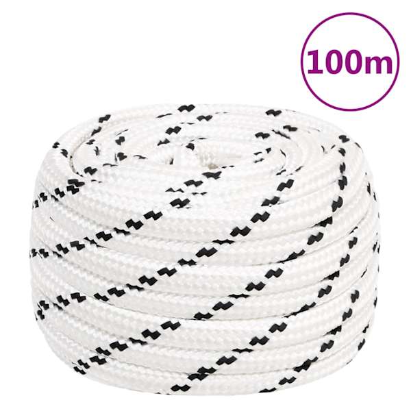 vidaXL paadik&ouml;is, valge, 18 mm, 100 m, pol&uuml;prop&uuml;leen