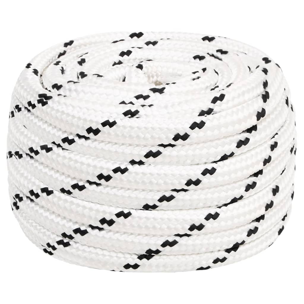 vidaXL Splétané lodní lano bílé 20 mm x 100 m polyester