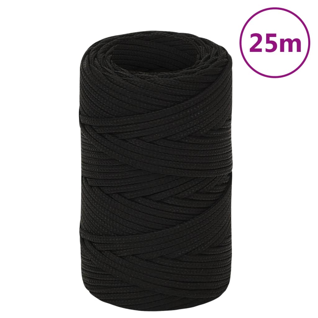 vidaXL Pracovní lano černé 2 mm 25 m polyester