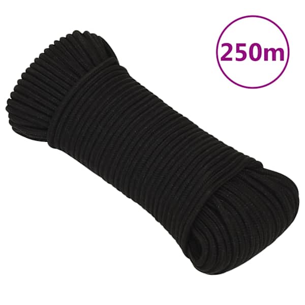 vidaXL t&ouml;&ouml;k&ouml;is, must, 3 mm, 250 m, pol&uuml;ester