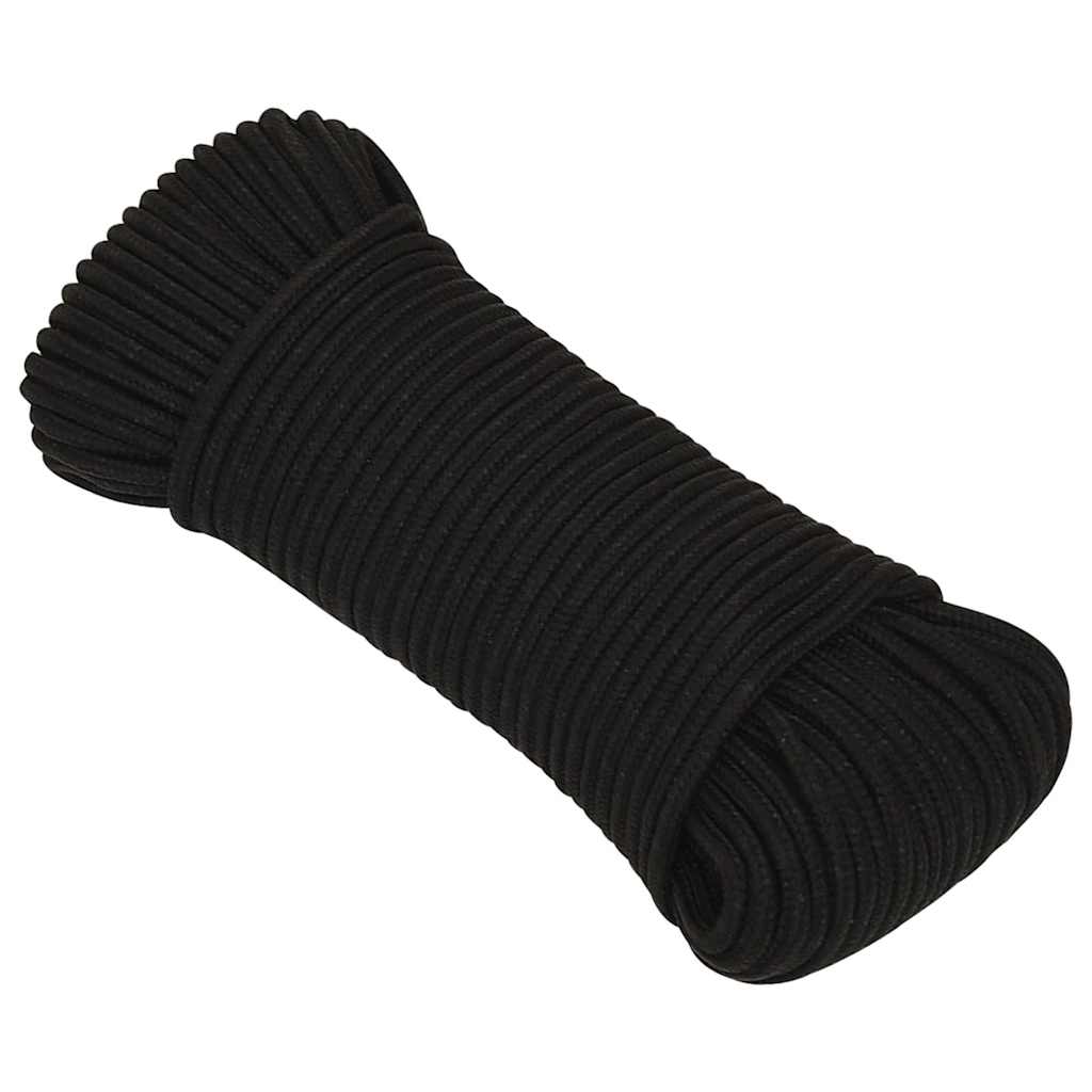 VidaXL Werktouw 4 Mm 25 M Polyester Zwart