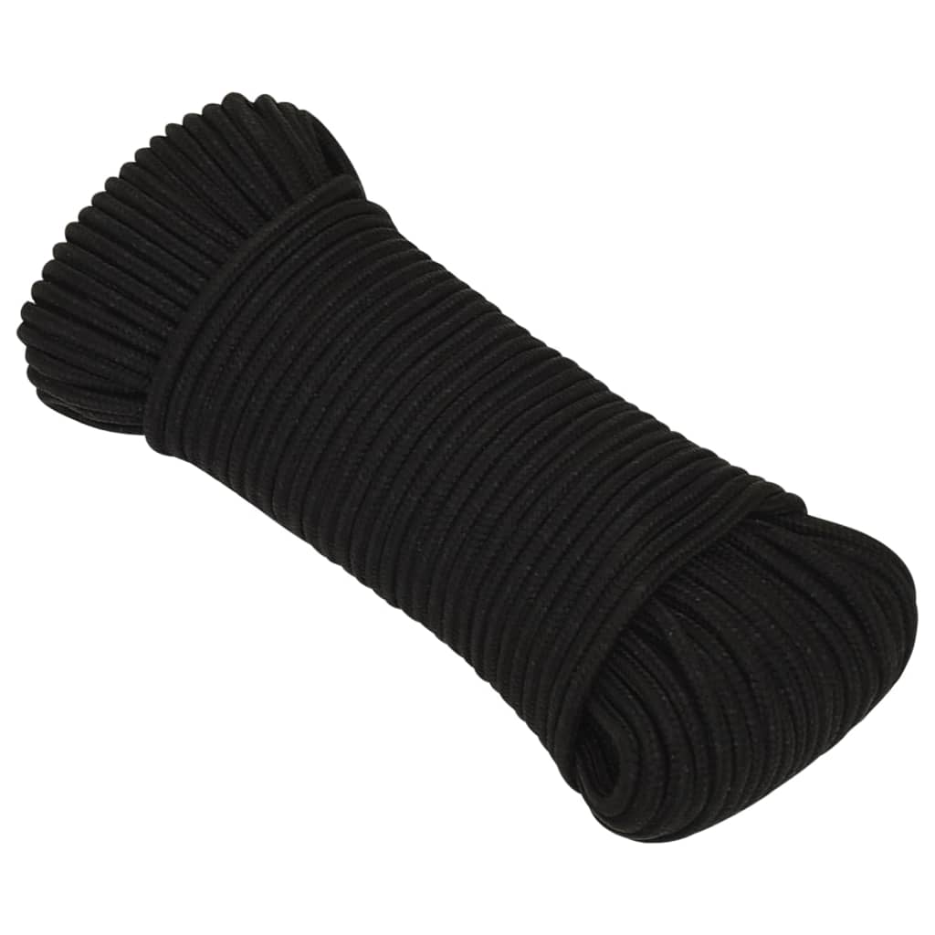 vidaXL Werktouw 4 mm 50 m polyester zwart afbeelding