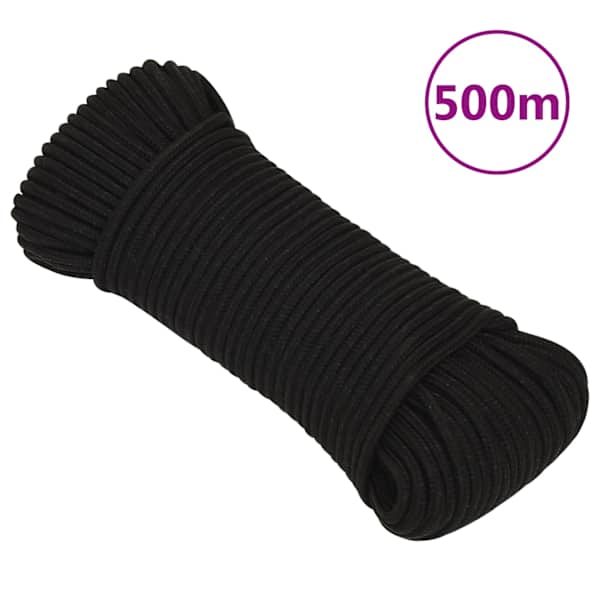 vidaXL t&ouml;&ouml;k&ouml;is, must, 4 mm, 500 m, pol&uuml;ester