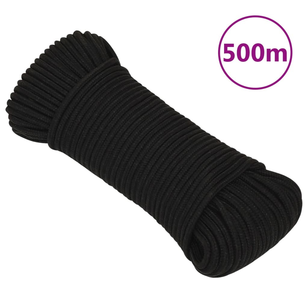 vidaXL Frânghie de lucru, negru, 4 mm, 500 m, poliester