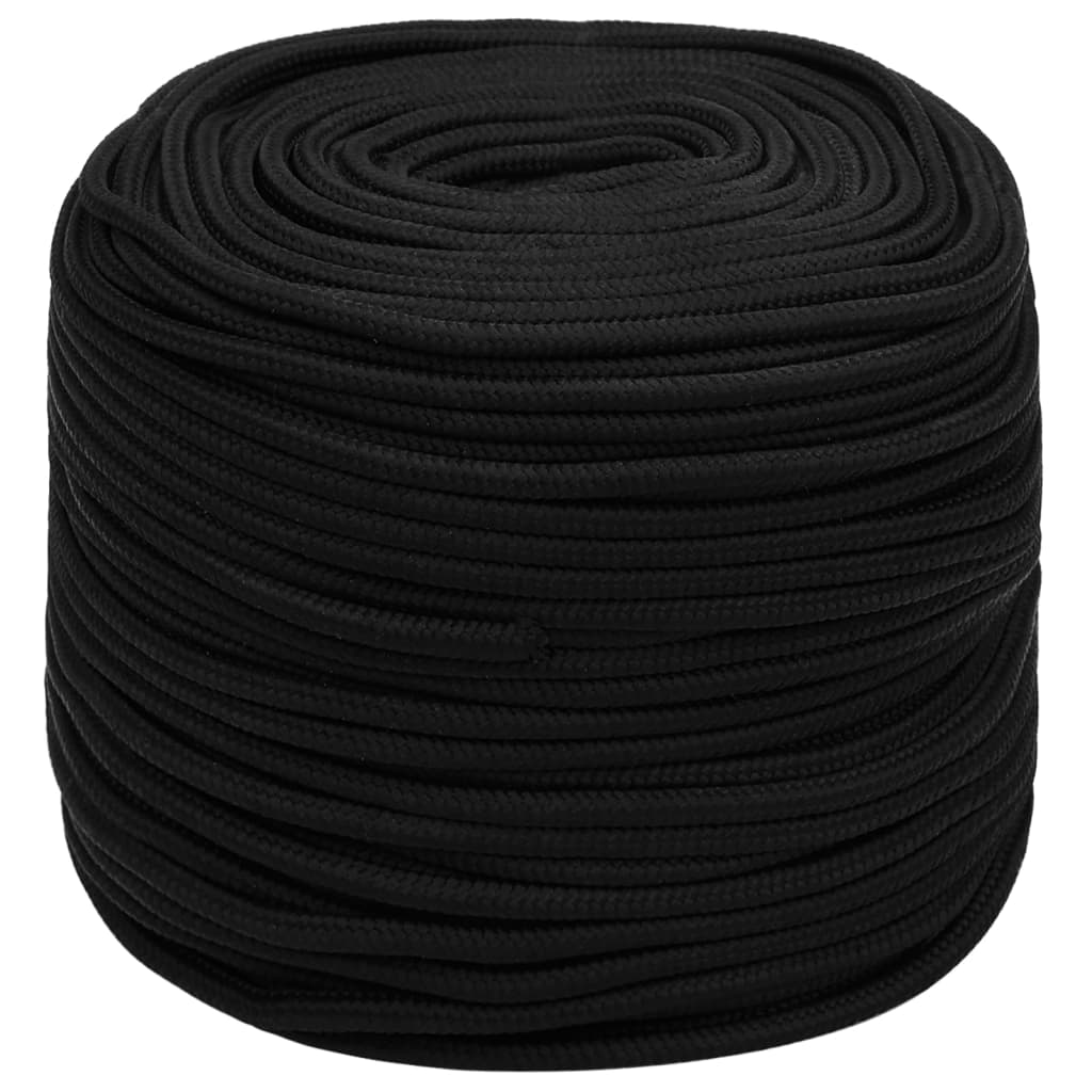 vidaXL Werktouw 6 mm 25 m polyester zwart afbeelding