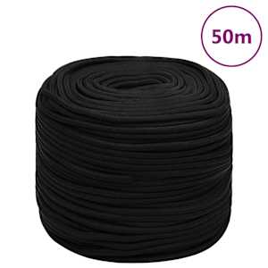 Pracovní lano černé 6 mm 50 m polyester - obrázek 1