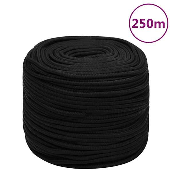 vidaXL t&ouml;&ouml;k&ouml;is, must, 10 mm, 250 m, pol&uuml;ester