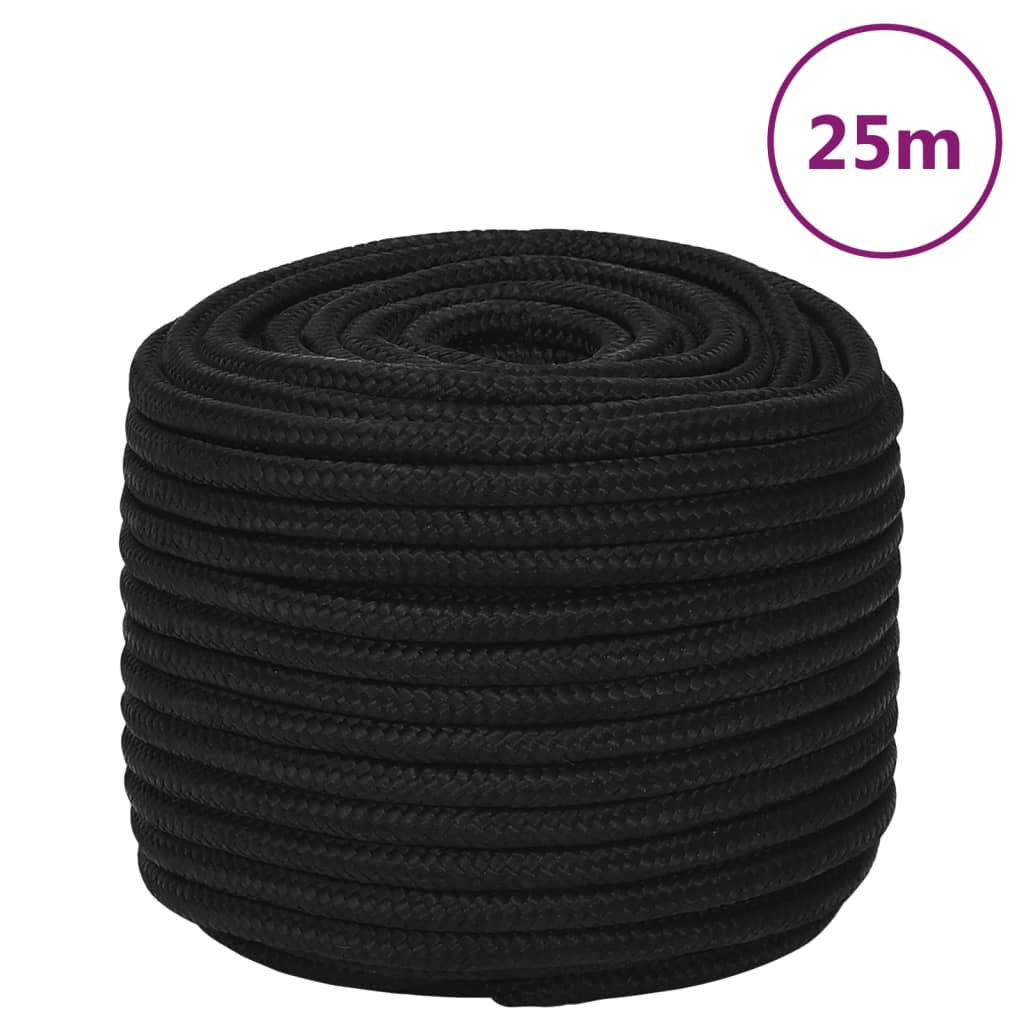 vidaXL Pracovní lano černé 12 mm 25 m polyester