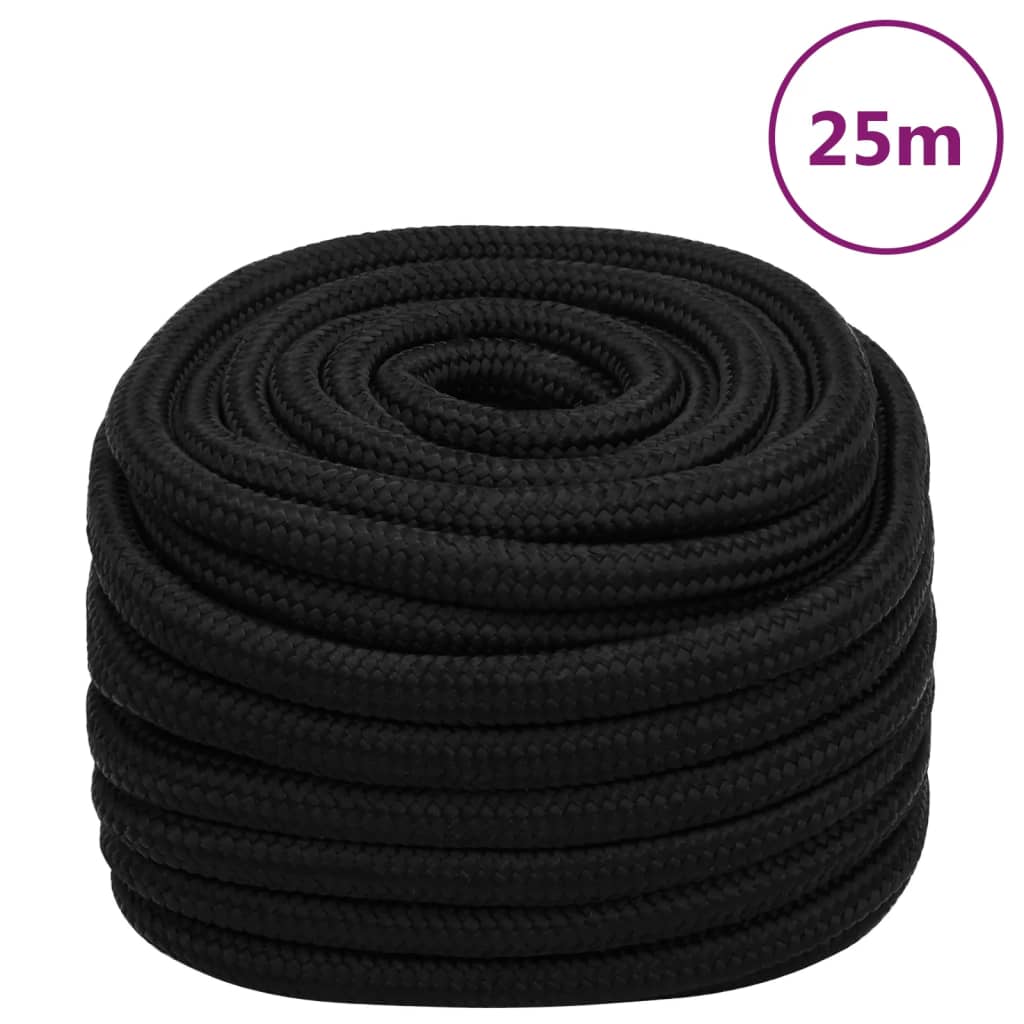 vidaXL Pracovní lano černé 20 mm 25 m polyester