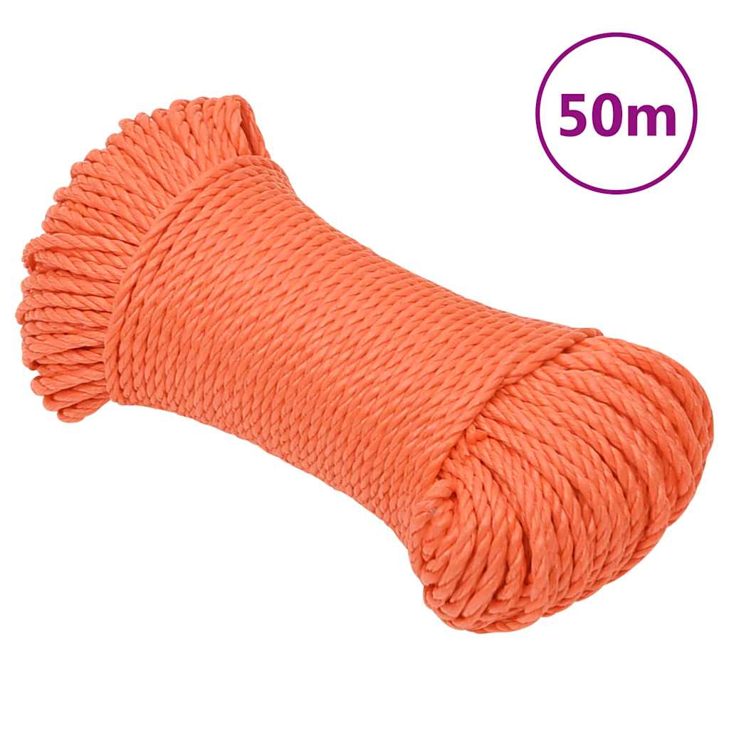 vidaXL Pracovní lano oranžové 3 mm 50 m polypropylen