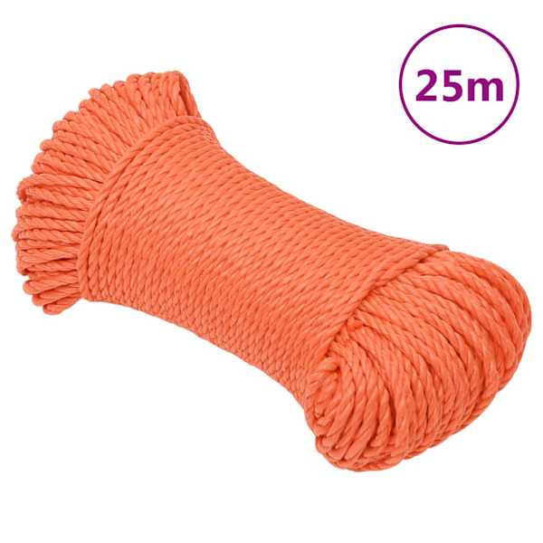 vidaXL t&ouml;&ouml;k&ouml;is, oranž, 6 mm, 25 m, pol&uuml;prop&uuml;leen