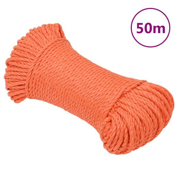 vidaXL t&ouml;&ouml;k&ouml;is, oranž, 8 mm, 50 m, pol&uuml;prop&uuml;leen