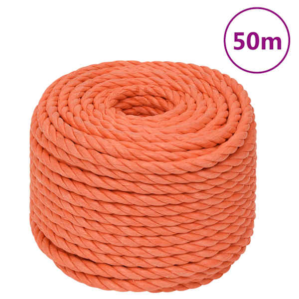 vidaXL t&ouml;&ouml;k&ouml;is, oranž, 10 mm, 50 m, pol&uuml;prop&uuml;leen