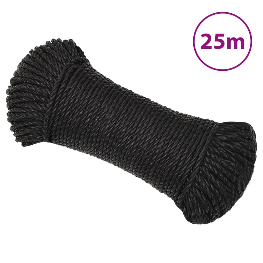 vidaXL Frânghie de lucru, negru, 3 mm, 25 m, polipropilenă