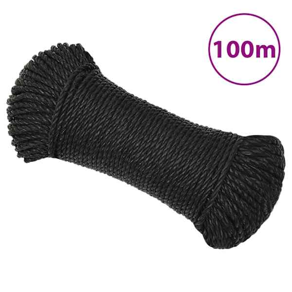vidaXL t&ouml;&ouml;k&ouml;is, must, 3 mm, 100 m, pol&uuml;prop&uuml;leen