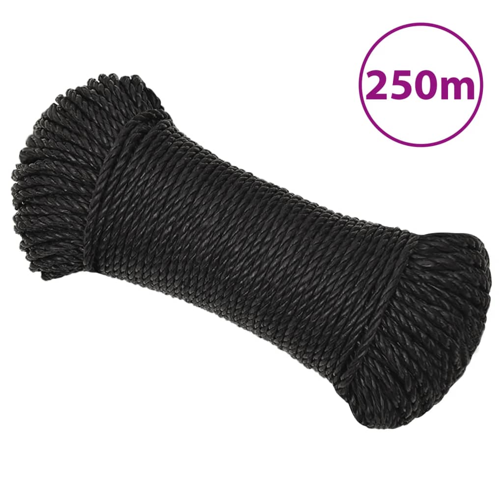 vidaXL Frânghie de lucru, negru, 3 mm, 250 m, polipropilenă