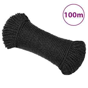 Pracovní lano černé 6 mm 100 m polypropylen - obrázek 1