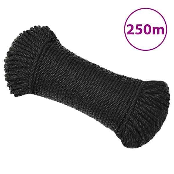 vidaXL t&ouml;&ouml;k&ouml;is, must, 6 mm, 250 m, pol&uuml;prop&uuml;leen