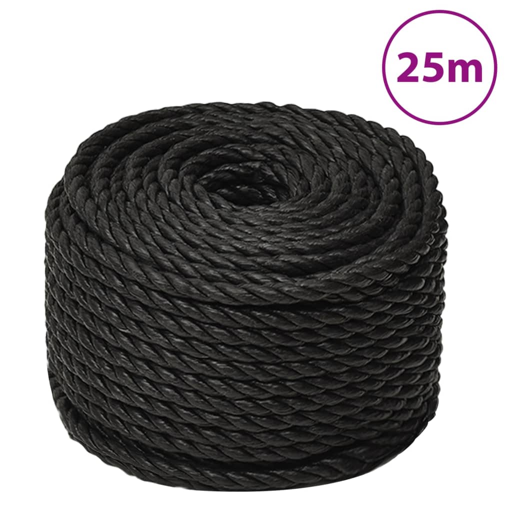 vidaXL Frânghie de lucru, negru, 10 mm, 25 m, polipropilenă