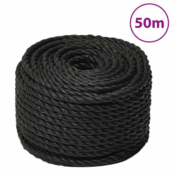 vidaXL t&ouml;&ouml;k&ouml;is, must, 20 mm, 50 m, pol&uuml;prop&uuml;leen