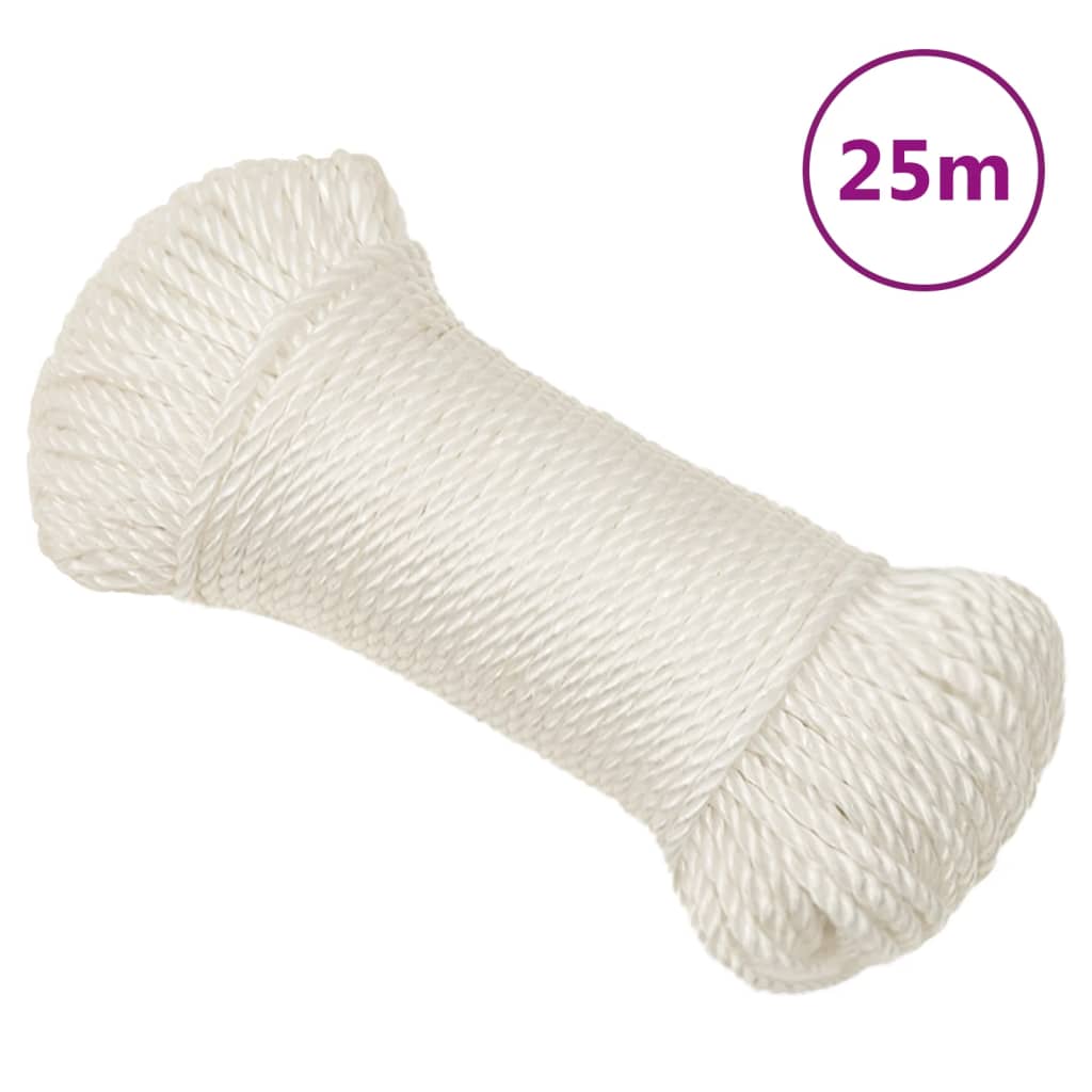 vidaXL Frânghie de lucru, Alb, 3 mm, 25 m, polipropilenă