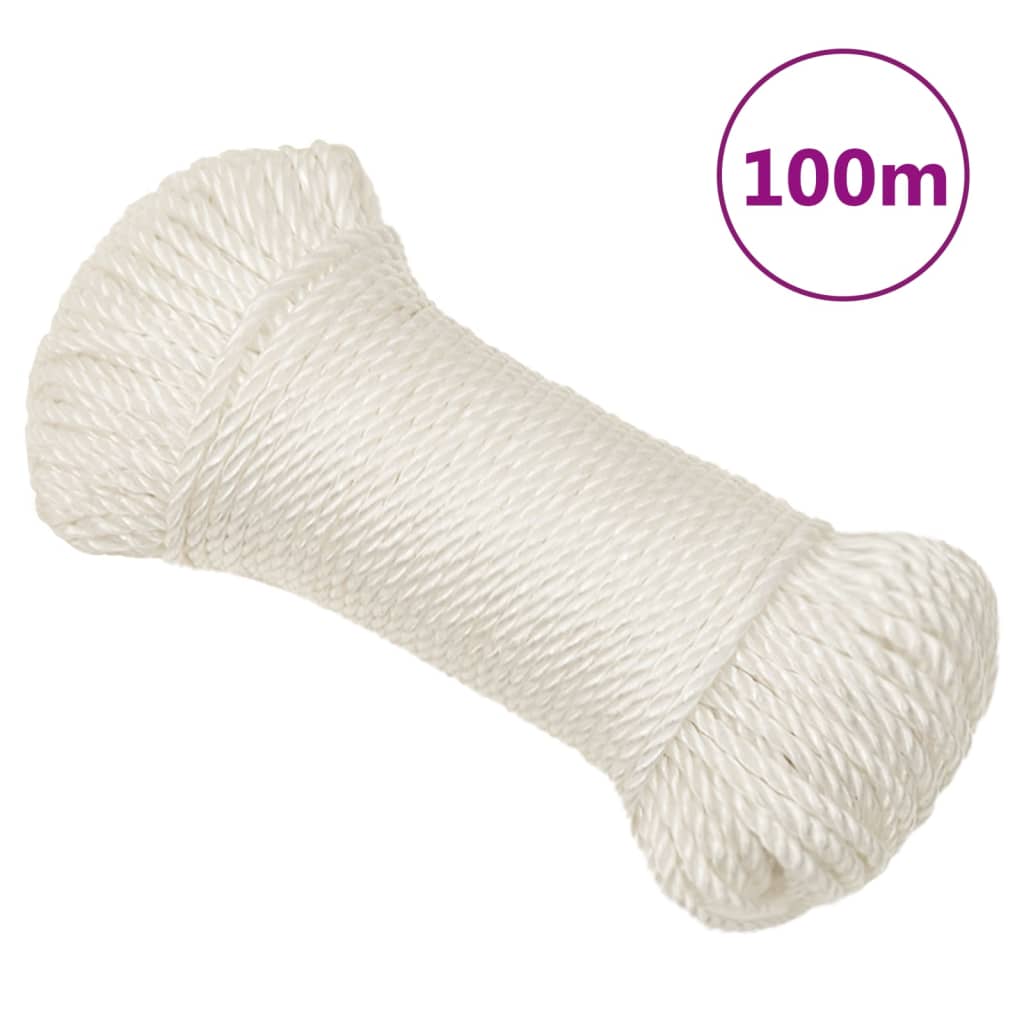 vidaXL Frânghie de lucru, alb, 3 mm, 100 m, polipropilenă