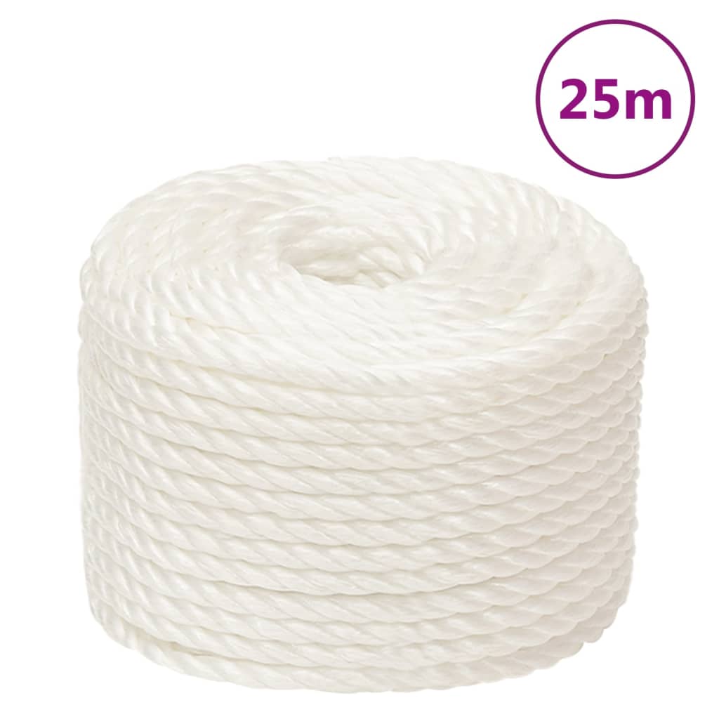 vidaXL Frânghie de lucru, Alb, 14 mm, 25 m, polipropilenă