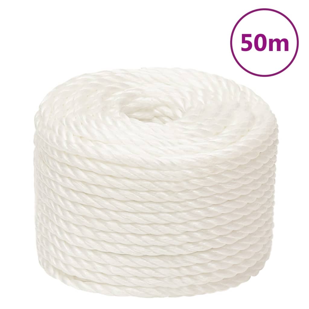vidaXL Frânghie de lucru, Alb, 14 mm, 50 m, polipropilenă