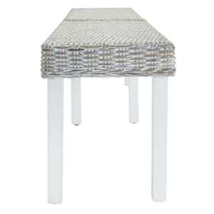 Lavice bílá 160x35x45cm přírodní kubu ratan a masivní mahagon - obrázek 3