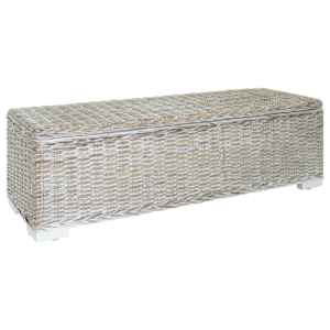 vidaXL hoiukast, valge, 110 cm, naturaalne kubu-rotang, mahagonipuit