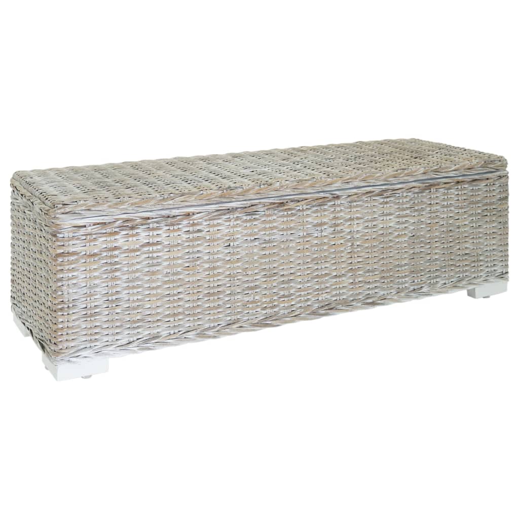 vidaXL Úložný box bílý 110 cm přírodní kubu ratan a masivní mahagon