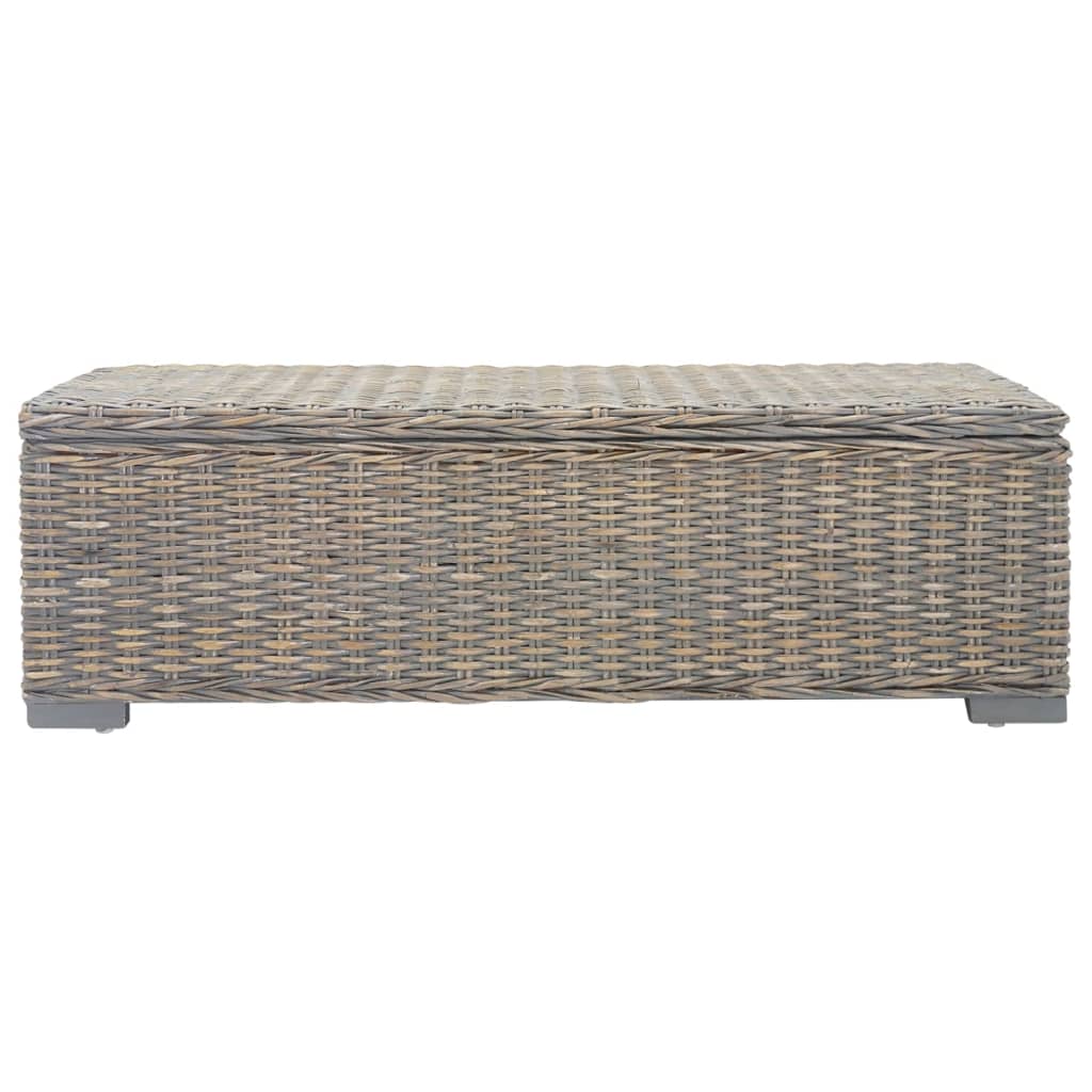 vidaXL Opbergbox 110 cm natuurlijk kubu rattan en mahoniehout grijs