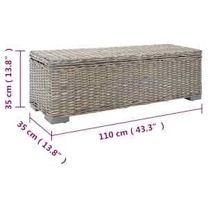 Úložný box šedý 110 cm přírodní kubu ratan a masivní mahagon - obrázek 6