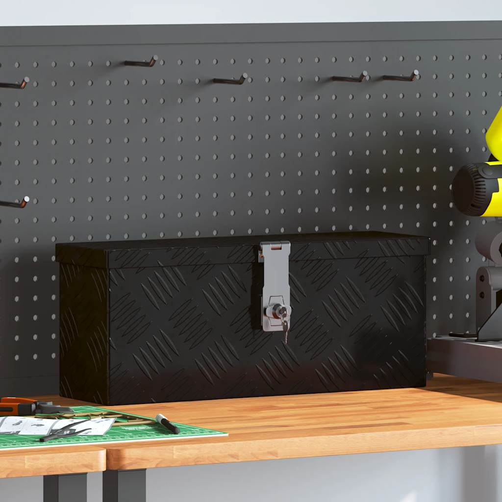 opbevaringskasse 50x15x20,5 cm aluminium sort