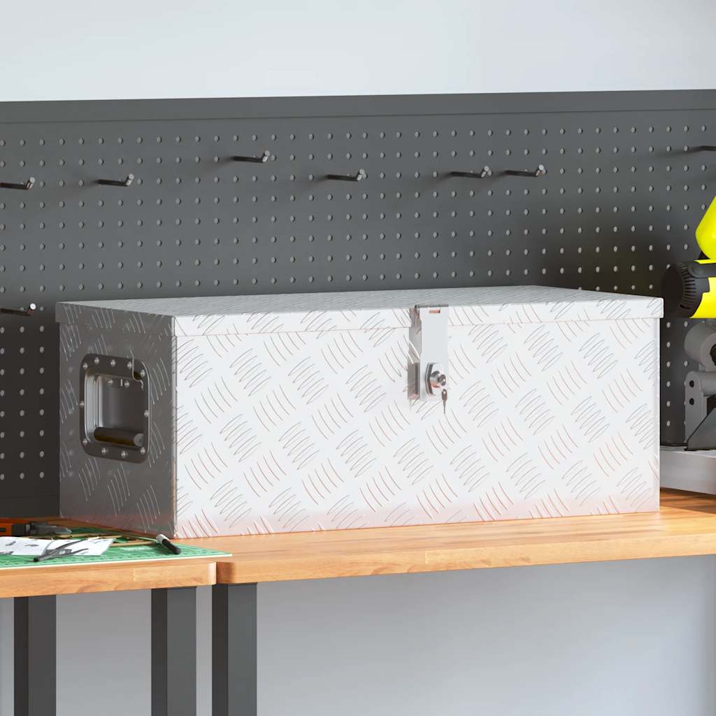 opbevaringskasse 70x31x27 cm aluminium sølvfarvet