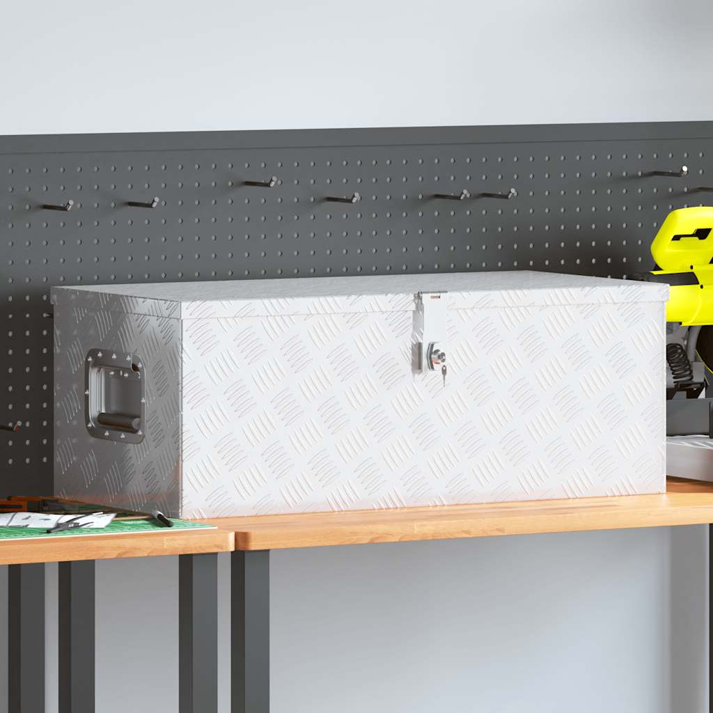 vidaXL Cutie de depozitare, argintiu, 80x39x30 cm, aluminiu