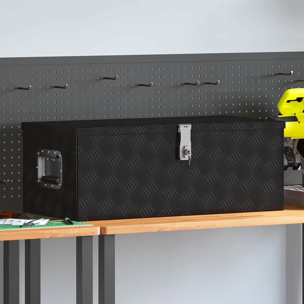 Thumbnail - vidaXL Aufbewahrungsbox Schwarz 80x39x30 cm Aluminium