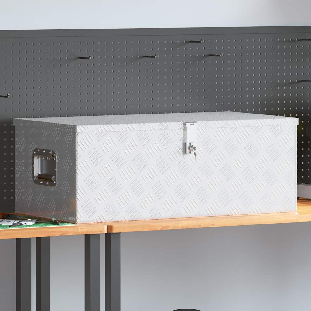 opbevaringskasse 90x47x33,5 cm aluminium sølvfarvet