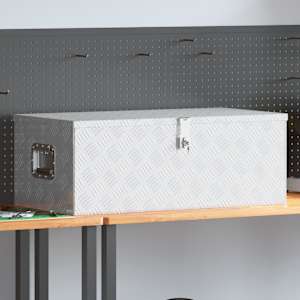 Škatla za shranjevanje srebrna 90x47x33,5 cm aluminij