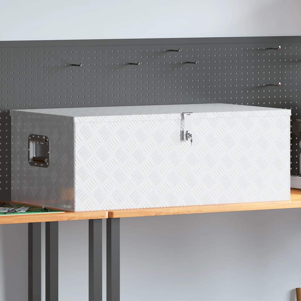 opbevaringskasse 100x55x37 cm aluminium sølvfarvet