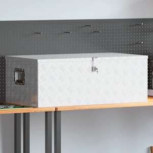 Škatla za shranjevanje srebrna 100x55x37 cm aluminij