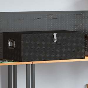 Škatla za shranjevanje črna 100x55x37 cm aluminij