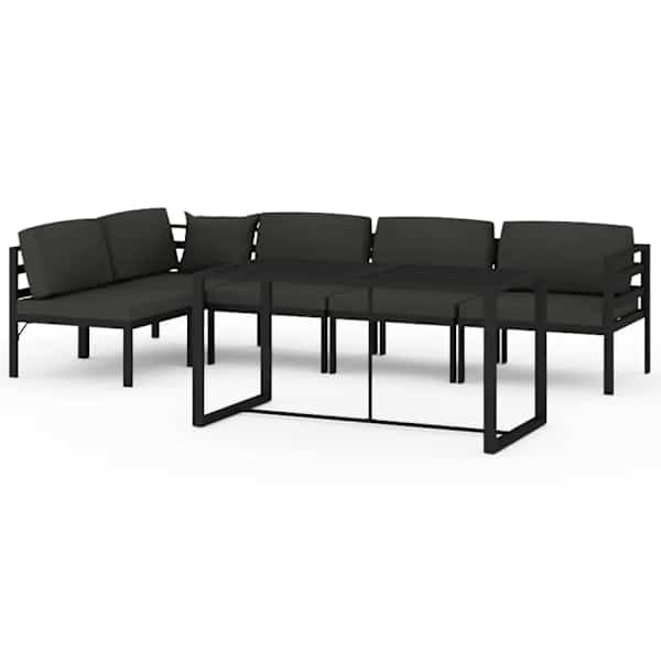 vidaXL 6-osaline aiadiivanikomplekt patjadega, alumiinium, antratsiit
